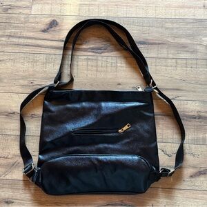 Black leather convertible bag